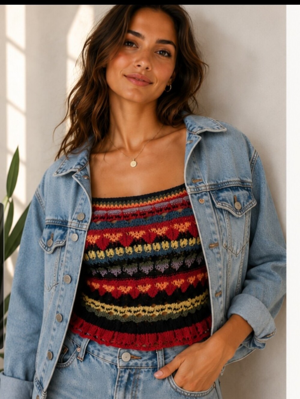 Zara Multicolor Crochet Knit Tank Top Boho‎ Festival Peplum Cami Sleeveless